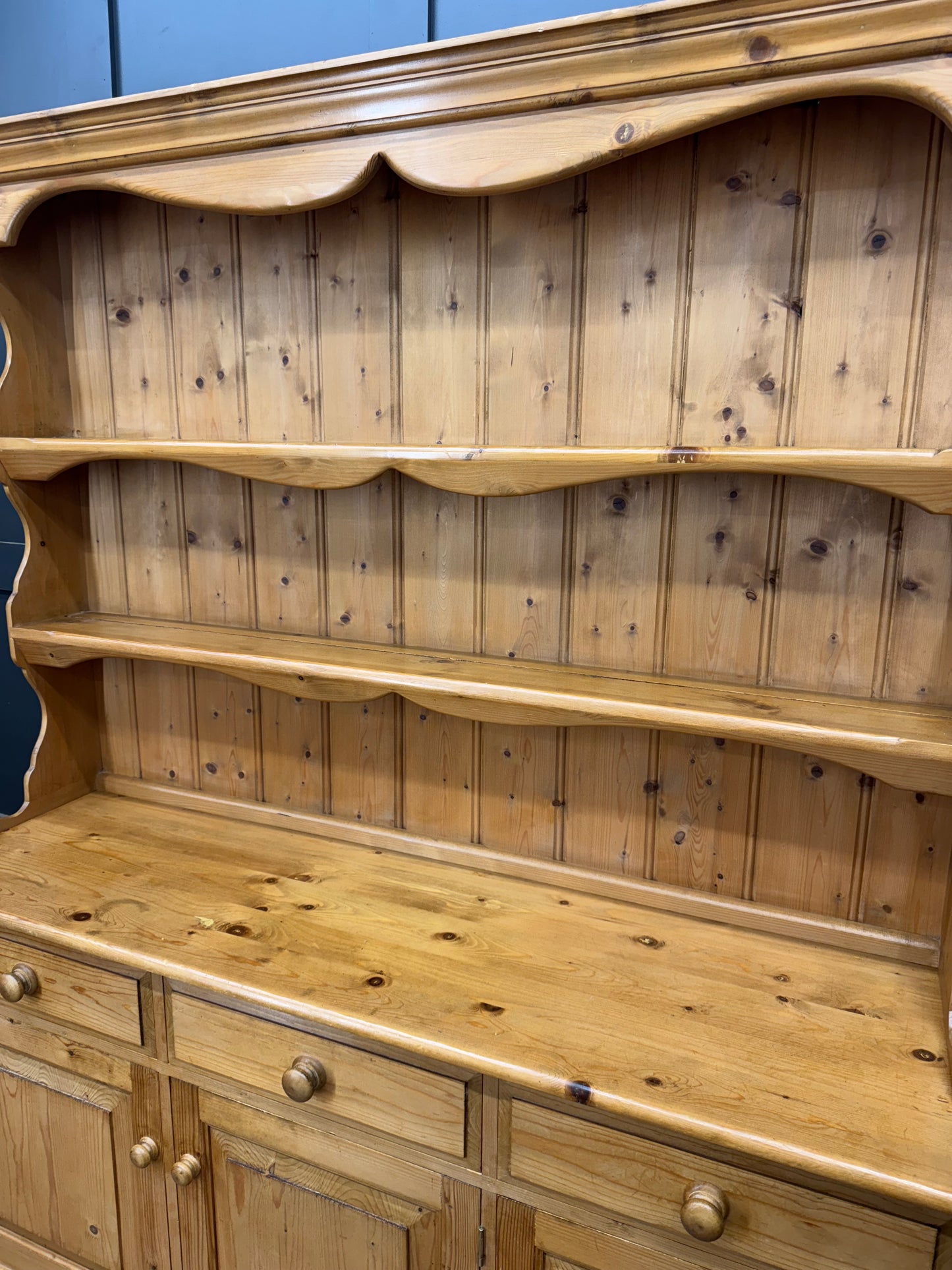 Vintage Pine Dresser / Rustic  Kitchen Pantry / Farmhouse Display Cabinet