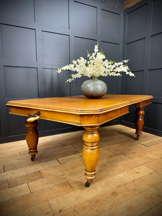 Antique Extending Oak Dining Table / Wind Out Edwardian Kitchen Table