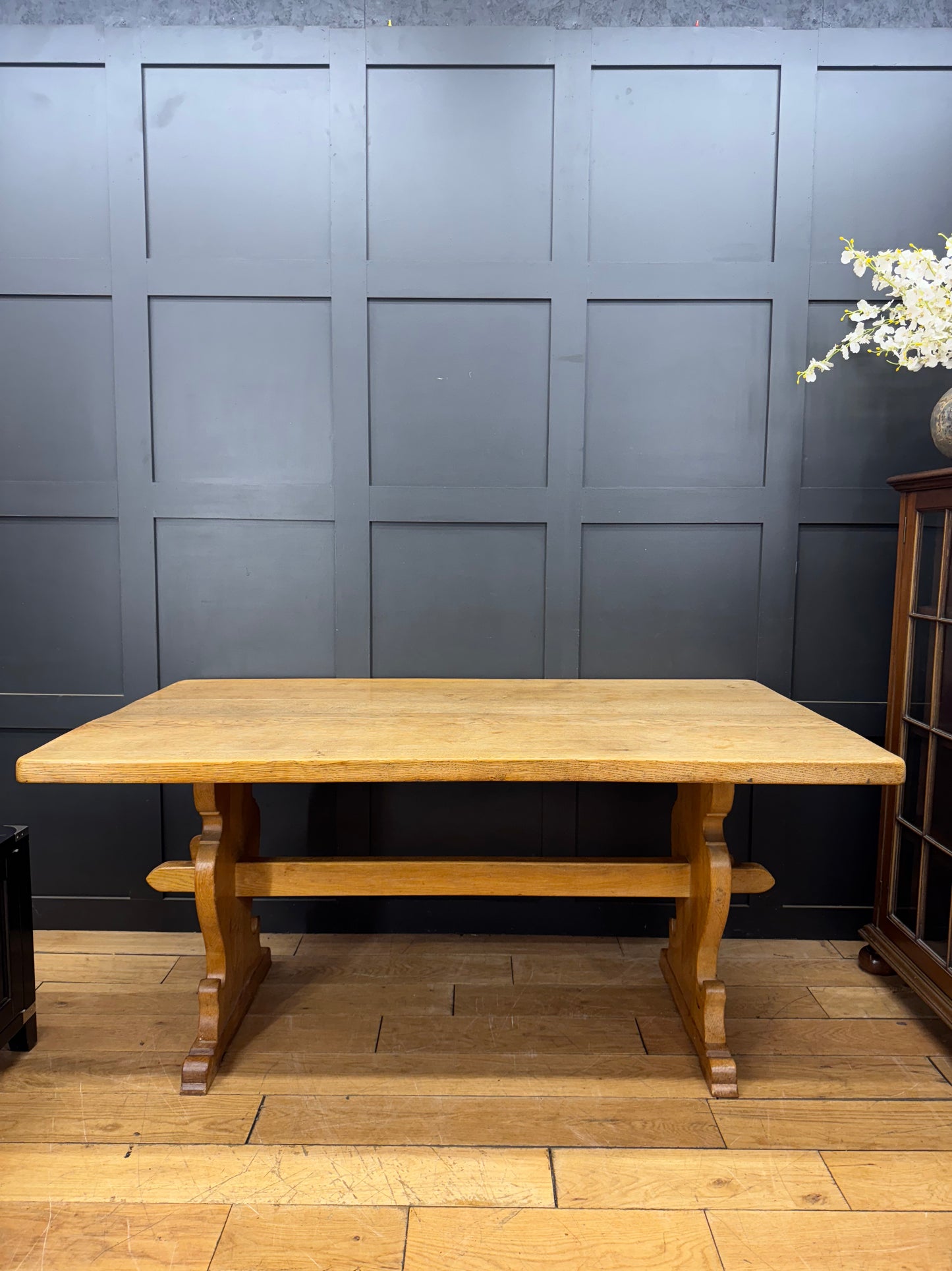 Antique Refectory Table  / Blonde Oak Dining Table / Farmhouse Kitchen Table