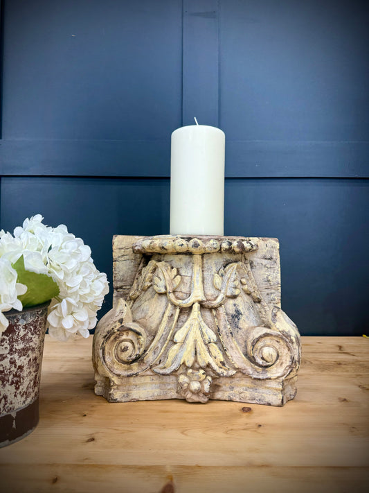 Rustic XL Church Candle Holder / Pillar Base / Farmhouse Decor Candle Stand /B