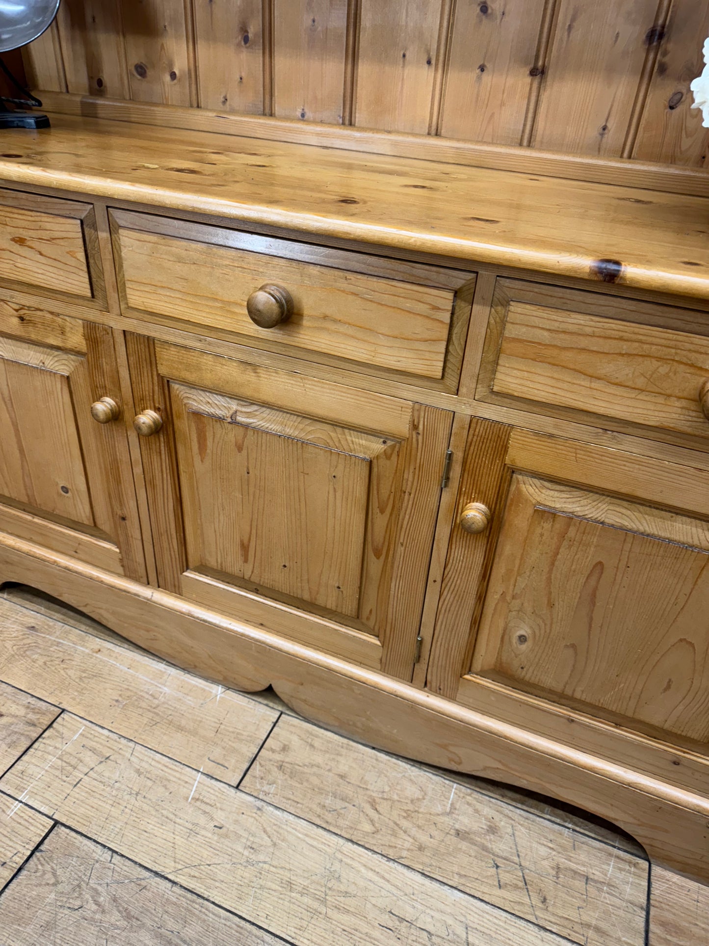 Vintage Pine Dresser / Rustic  Kitchen Pantry / Farmhouse Display Cabinet