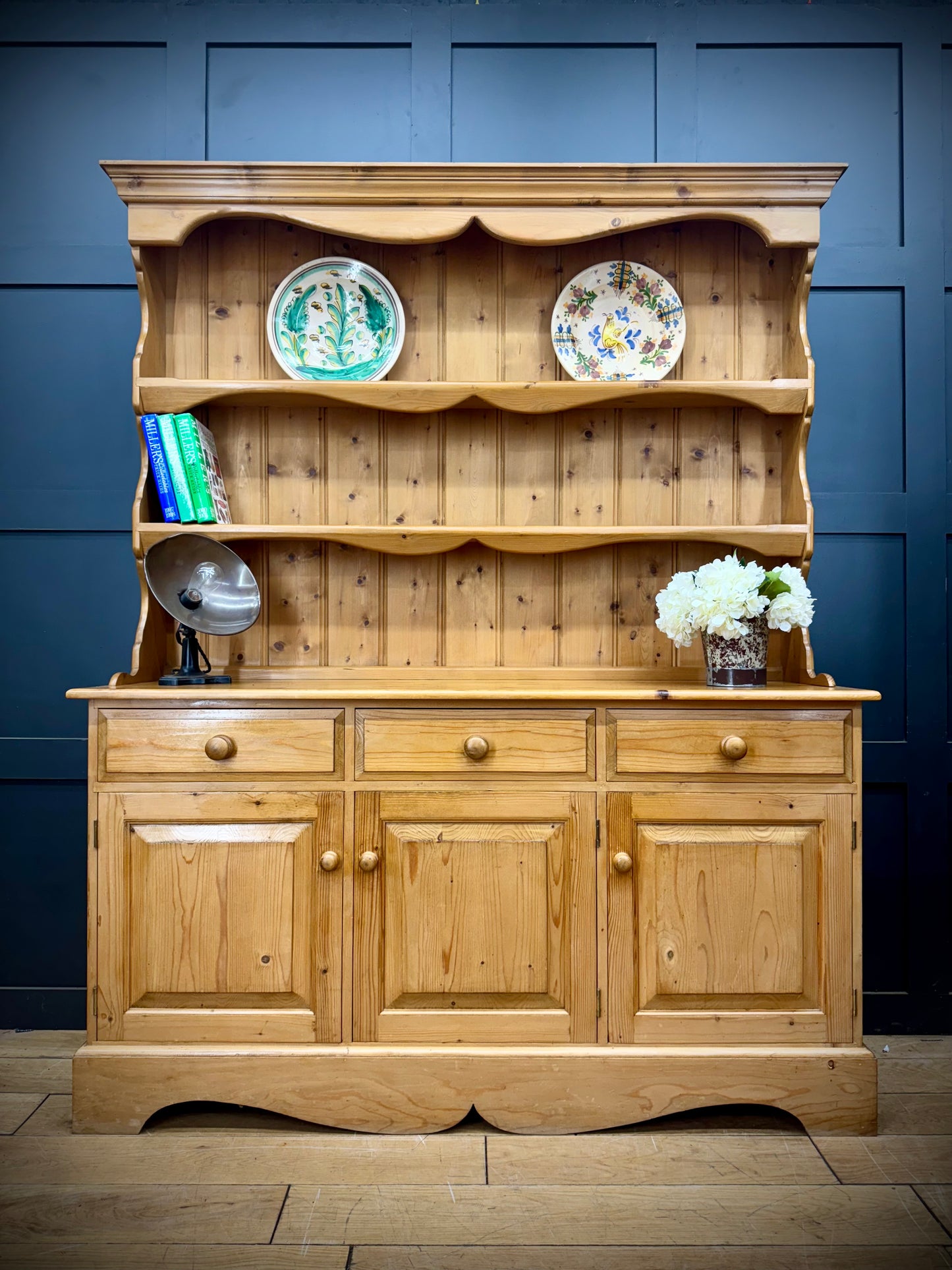 Vintage Pine Dresser / Rustic  Kitchen Pantry / Farmhouse Display Cabinet