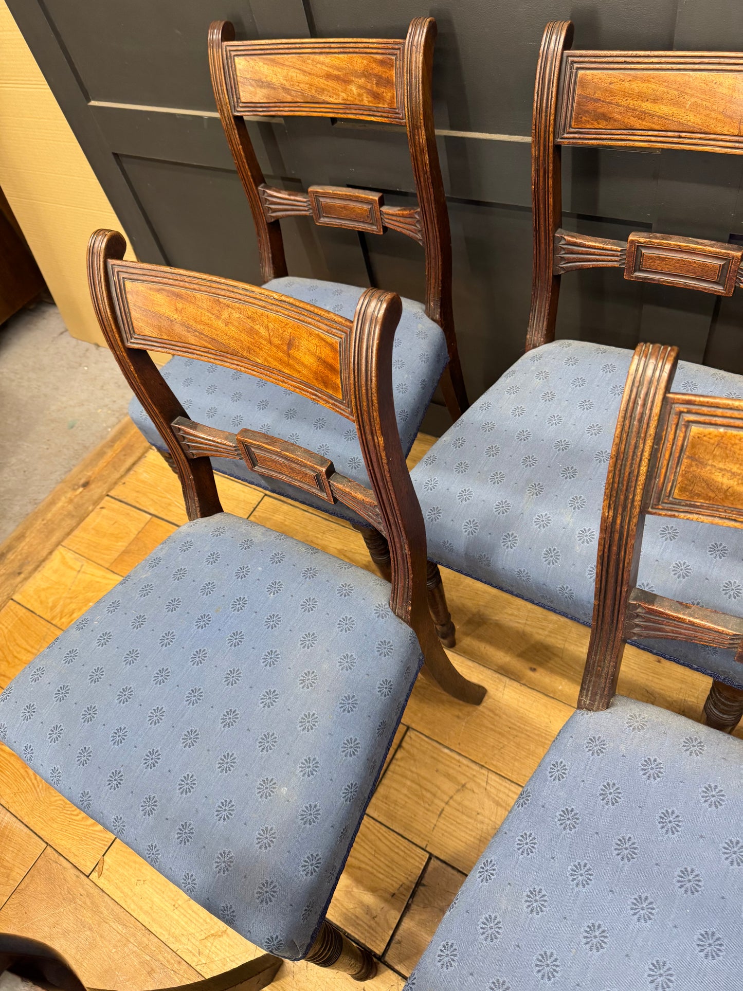 Set Of 6 Mahogany 19th.C  Dining Chairs / Upholstered Kitchen Chairs