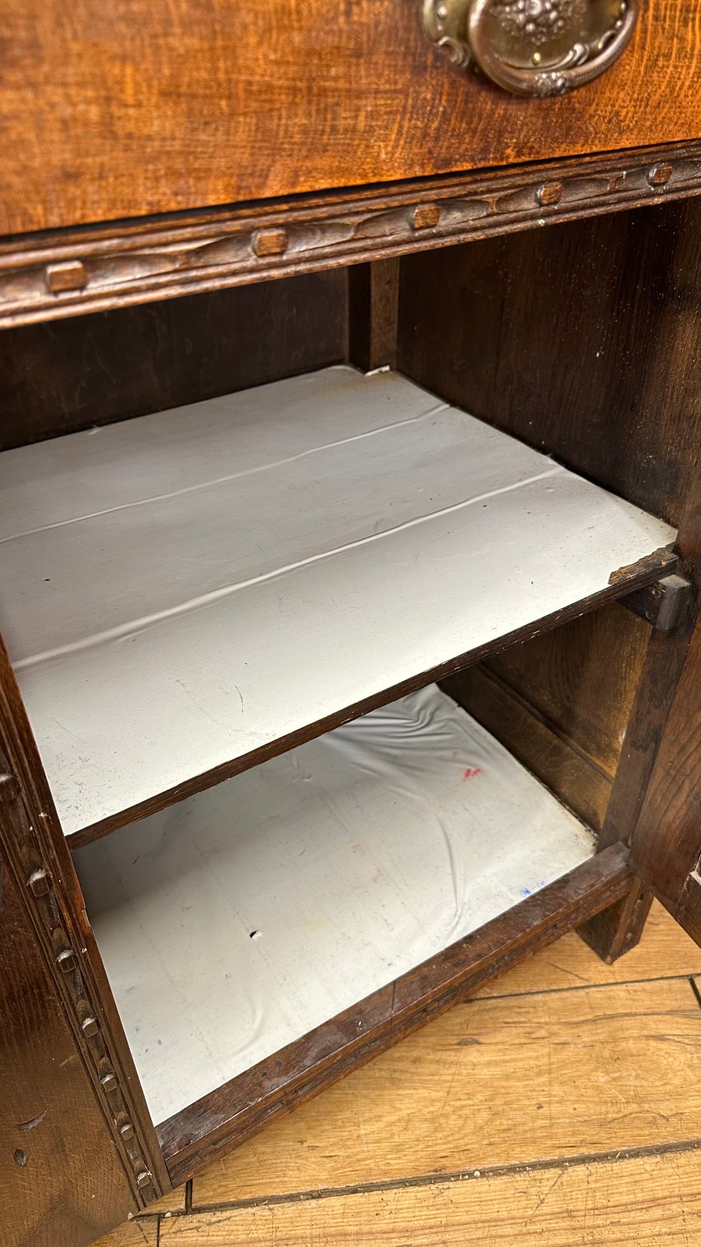Antique Oak Sideboard / Drinks Cabinet / Oak Double Cupboard / Mirror Back