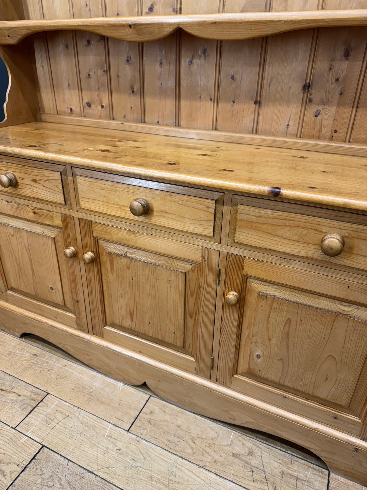 Vintage Pine Dresser / Rustic  Kitchen Pantry / Farmhouse Display Cabinet