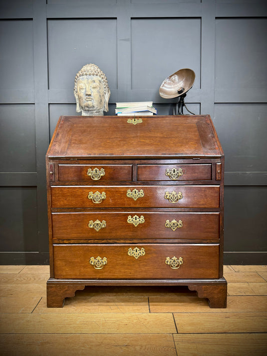 Antique Oak Bureau Desk  /drop Front Desk / Antique Furniture / Georgian Desk