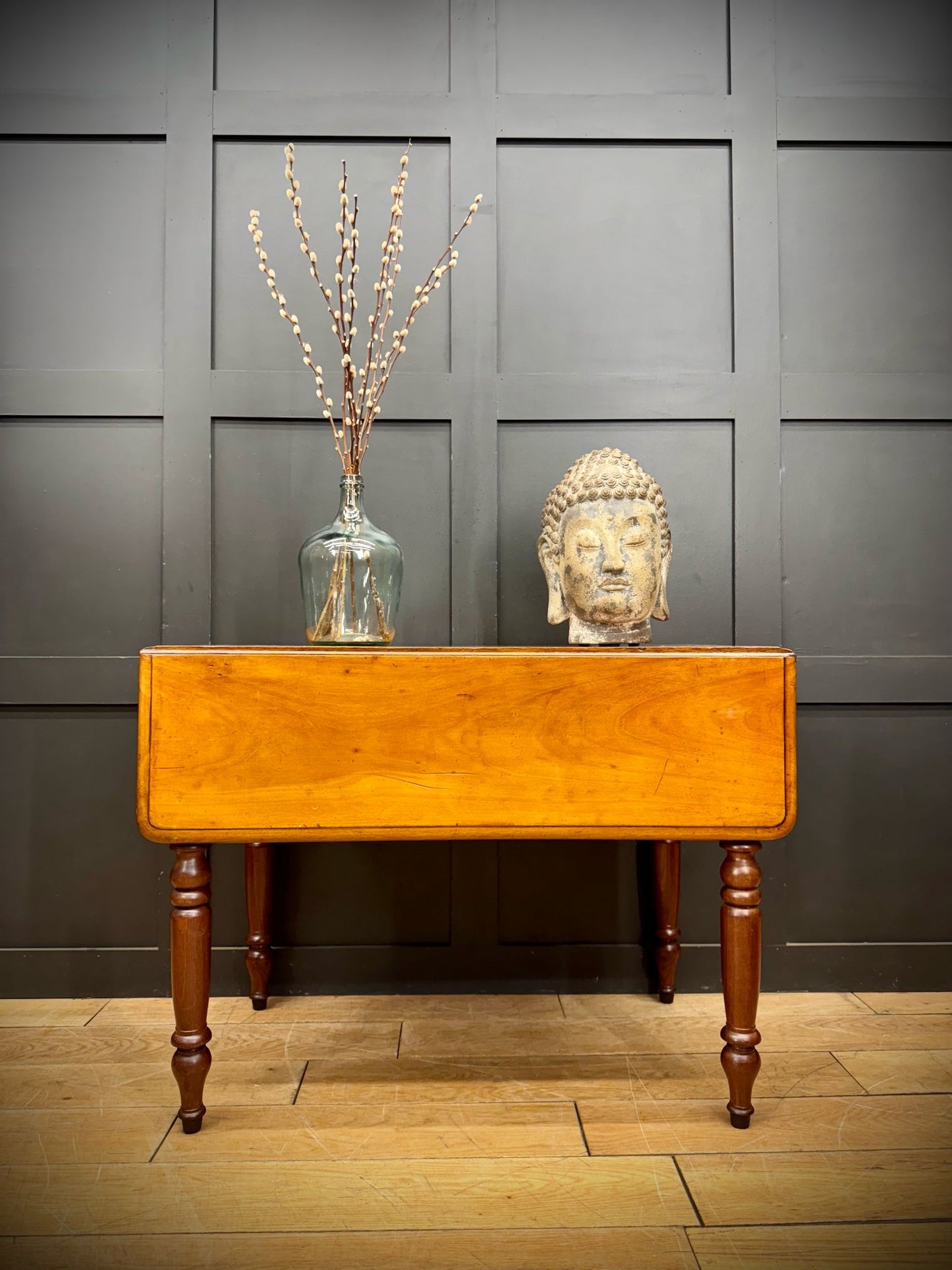 Antique Extending Mahogany Pembroke Table / Drop Leaf Sideboard With Drawer