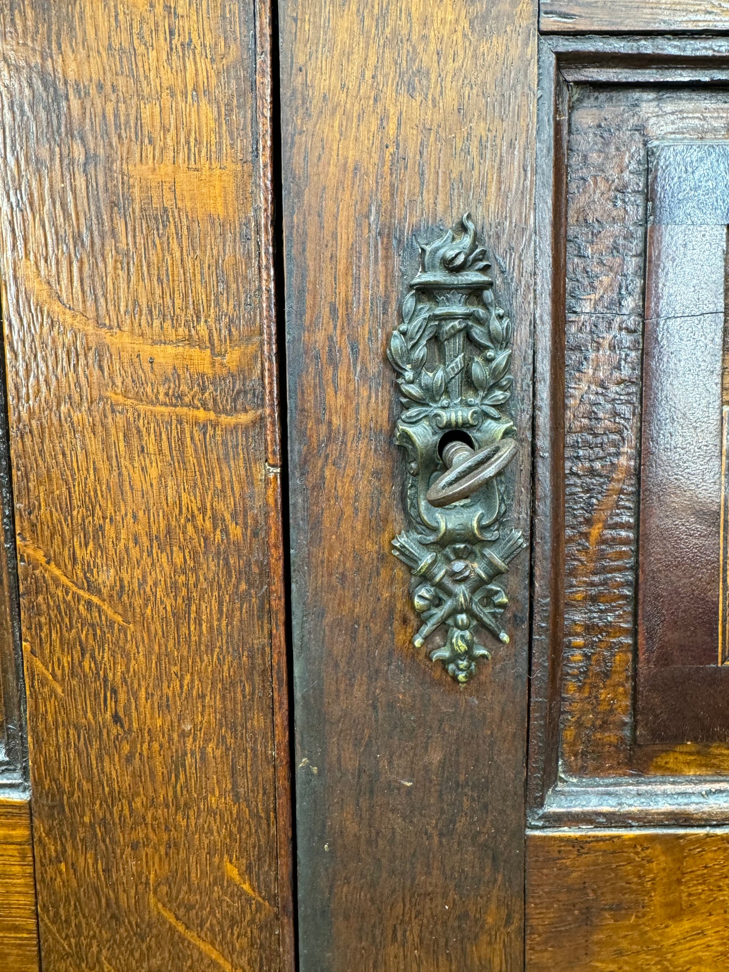 Large Antique Oak Linen Mahogany Cupboard / Shelved Cupboard Cabinet