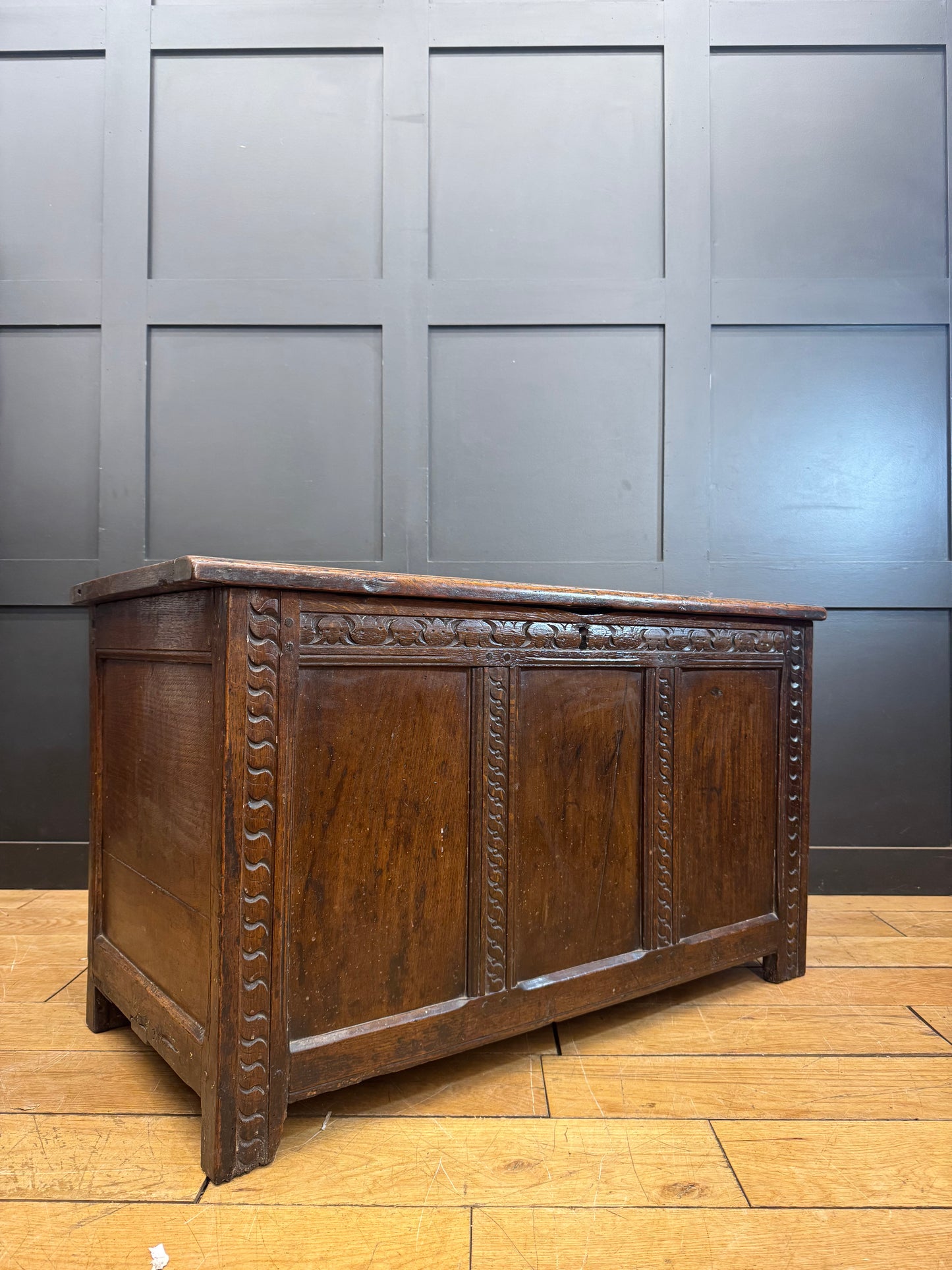 Antique Solid Oak Coffer / 18th.C / Antique Mule Chest / Blanket Box Sideboard