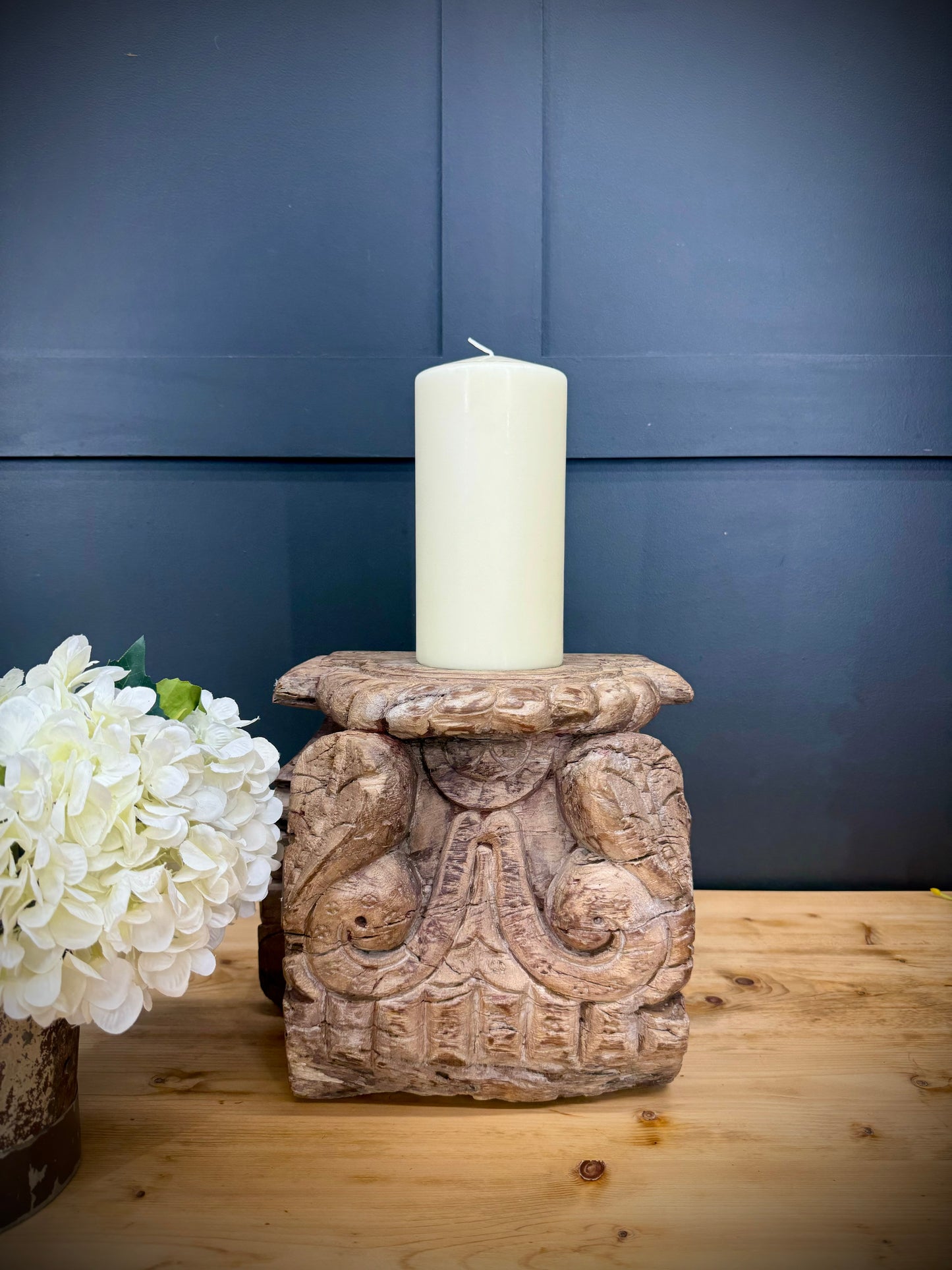 Rustic XL Church Candle Holder / Pillar Base / Farmhouse Decor Candle Stand /C