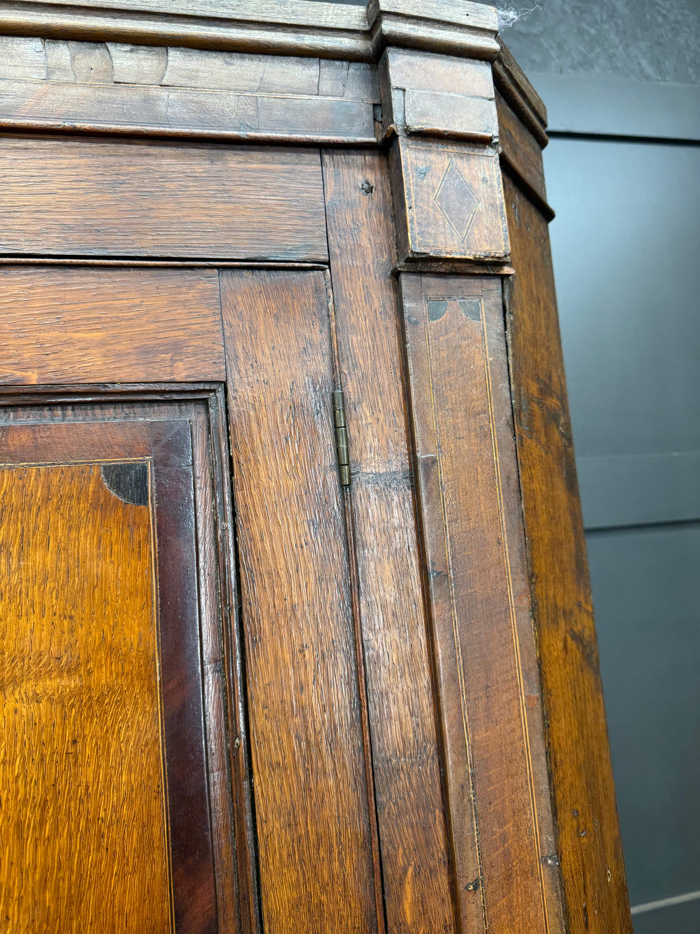 Large Antique Oak Linen Mahogany Cupboard / Shelved Cupboard Cabinet