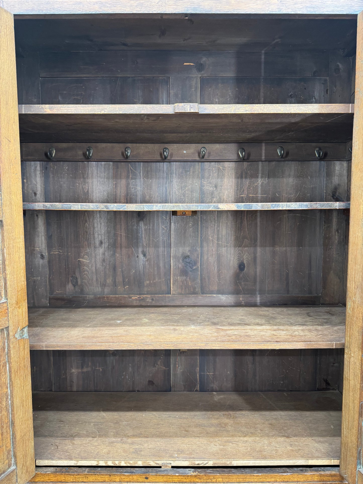 Large Antique Oak Linen Mahogany Cupboard / Shelved Cupboard Cabinet