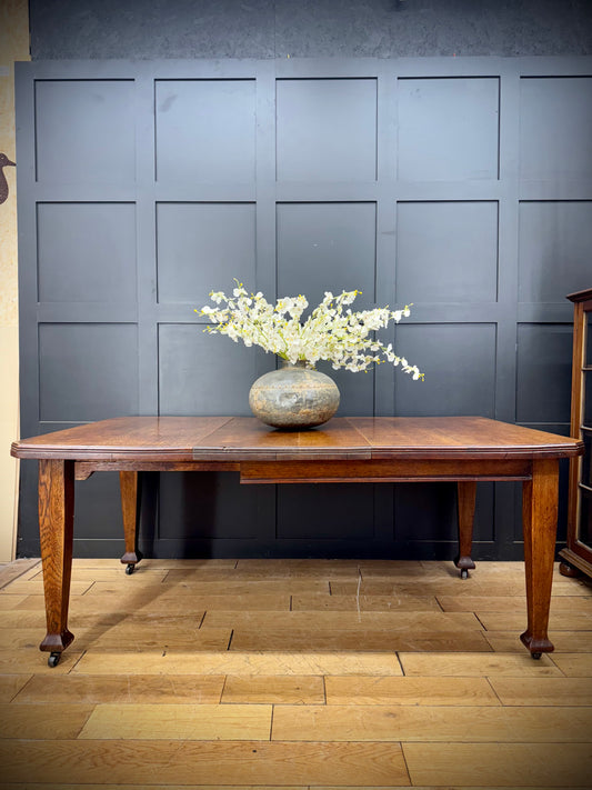 Antique Extending Oak Dining Table / Farmhouse Edwardian Kitchen Table