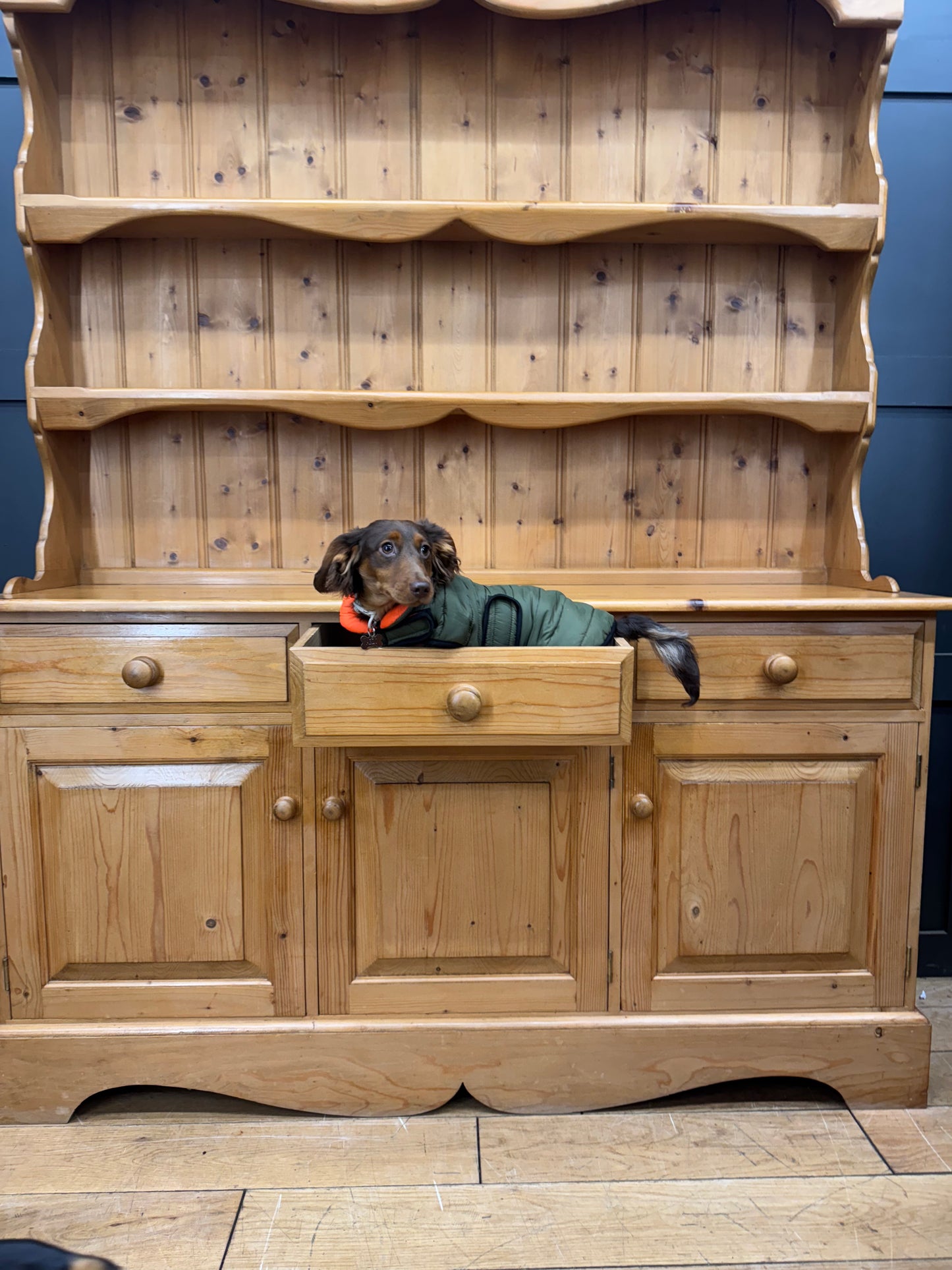 Vintage Pine Dresser / Rustic  Kitchen Pantry / Farmhouse Display Cabinet