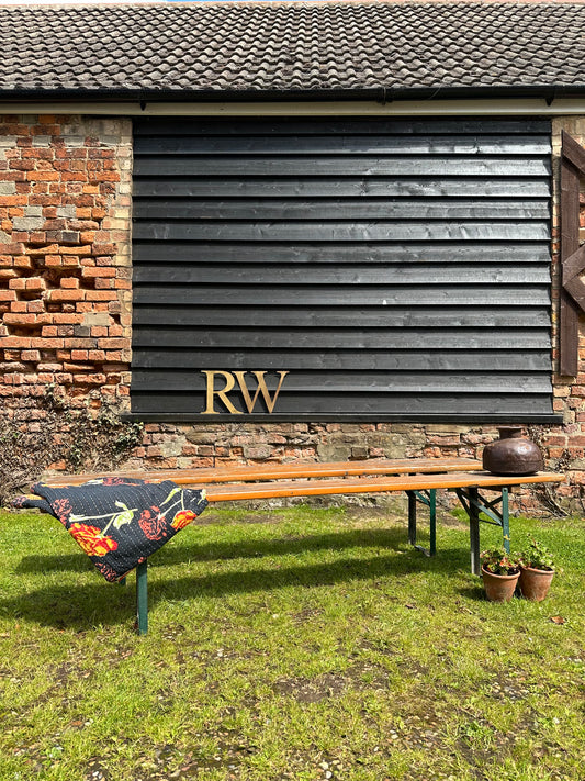 Pair Of Vintage Pine Fold Up Benches / Picnic Hallway Seating Garden Furniture