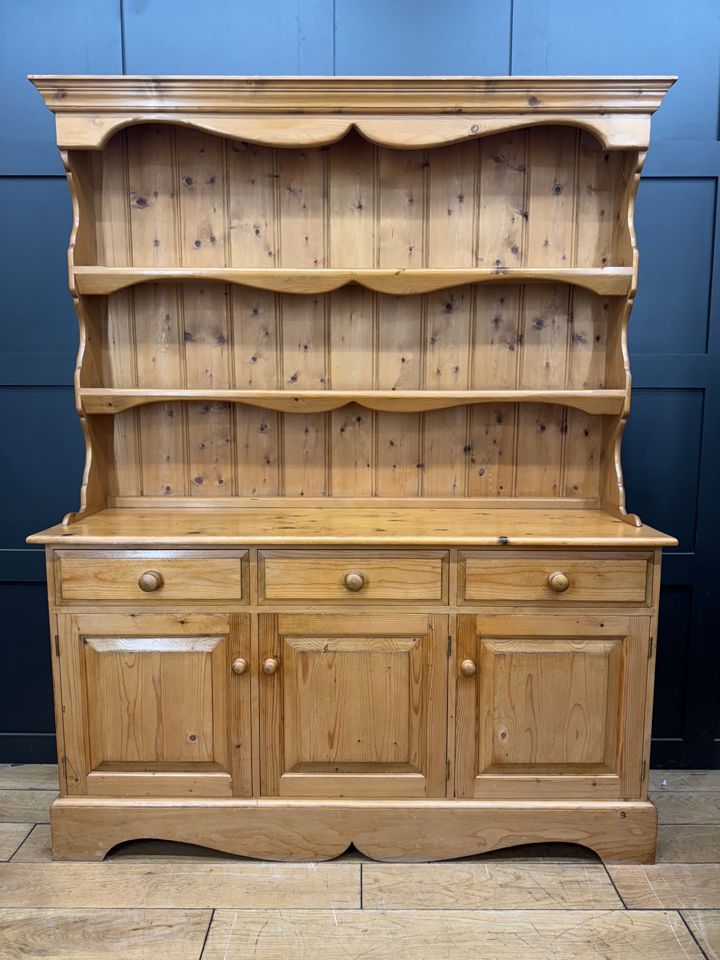 Vintage Pine Dresser / Rustic  Kitchen Pantry / Farmhouse Display Cabinet