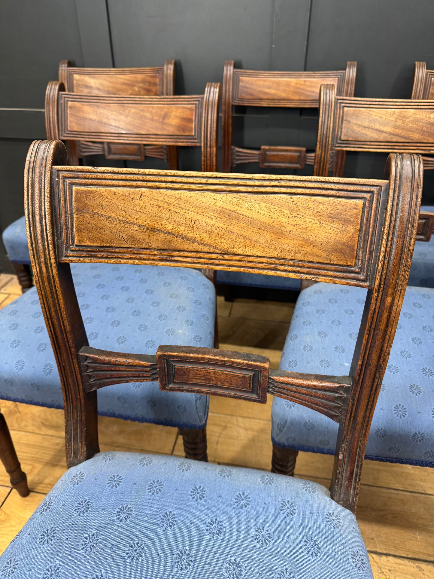 Set Of 6 Mahogany 19th.C  Dining Chairs / Upholstered Kitchen Chairs