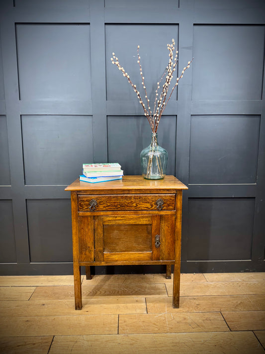 Small Antique Oak Cupboard / Sink Stand / Side Table / Bedside Cupboard