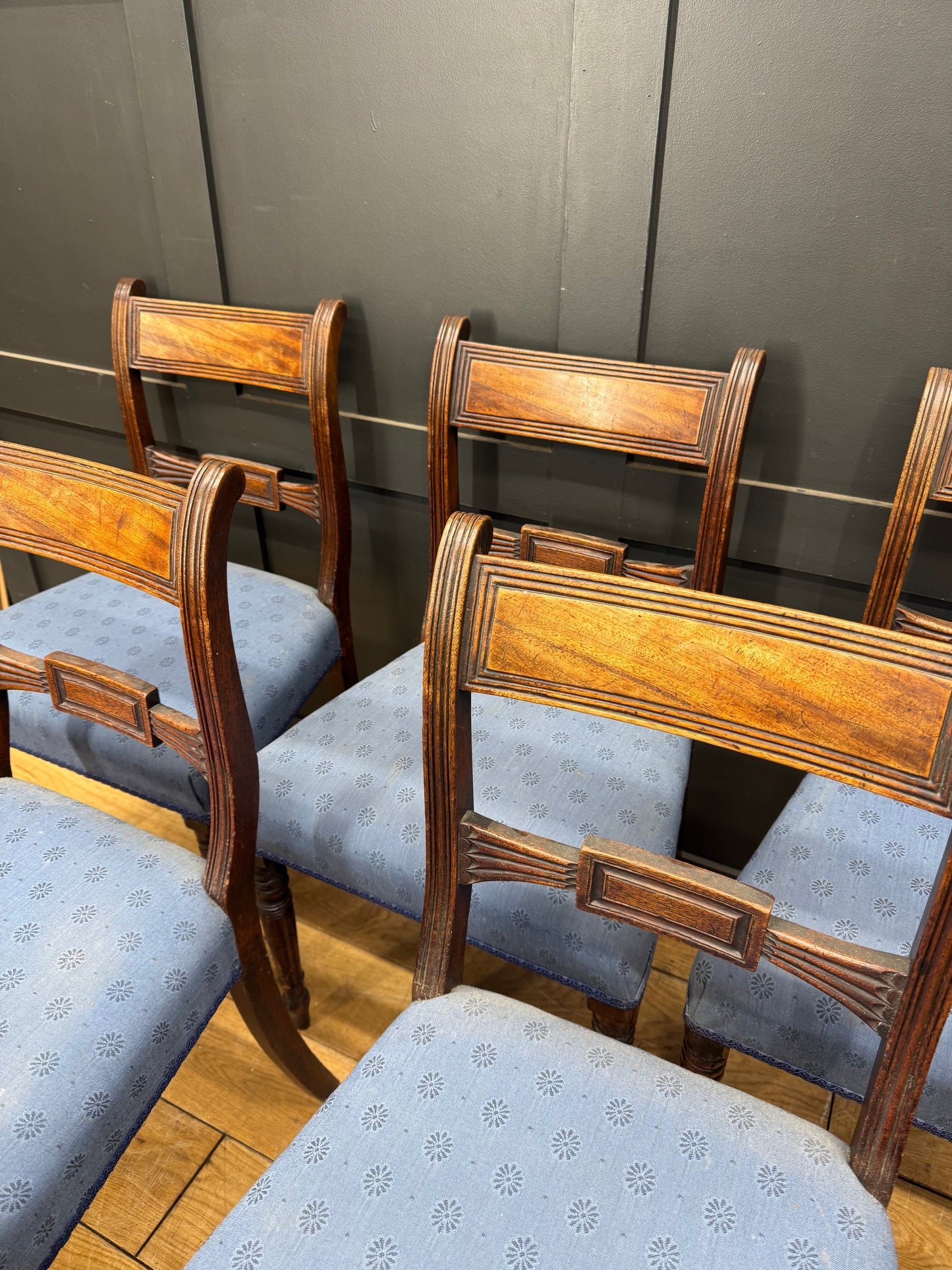 Set Of 6 Mahogany 19th.C  Dining Chairs / Upholstered Kitchen Chairs