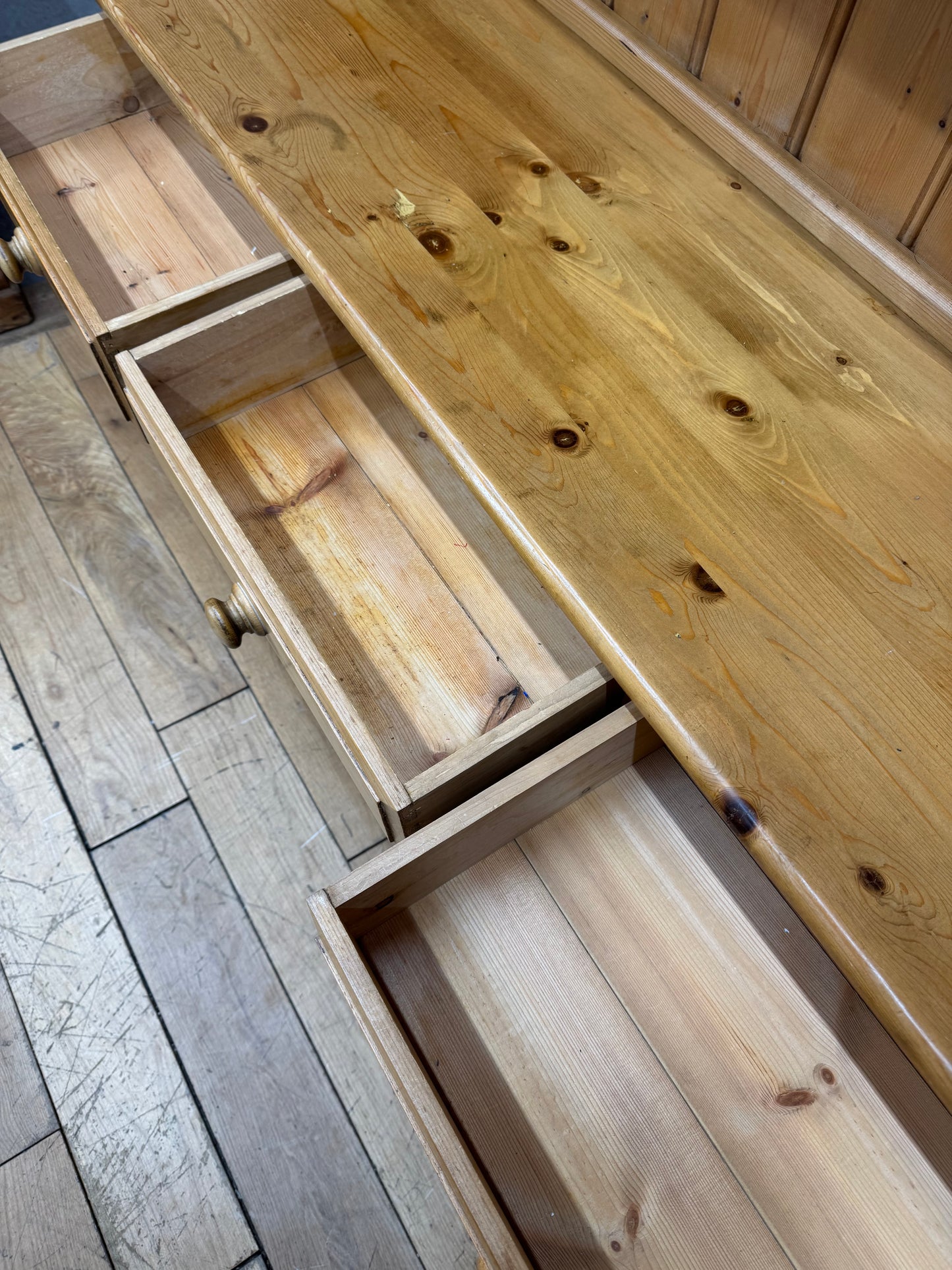 Vintage Pine Dresser / Rustic  Kitchen Pantry / Farmhouse Display Cabinet