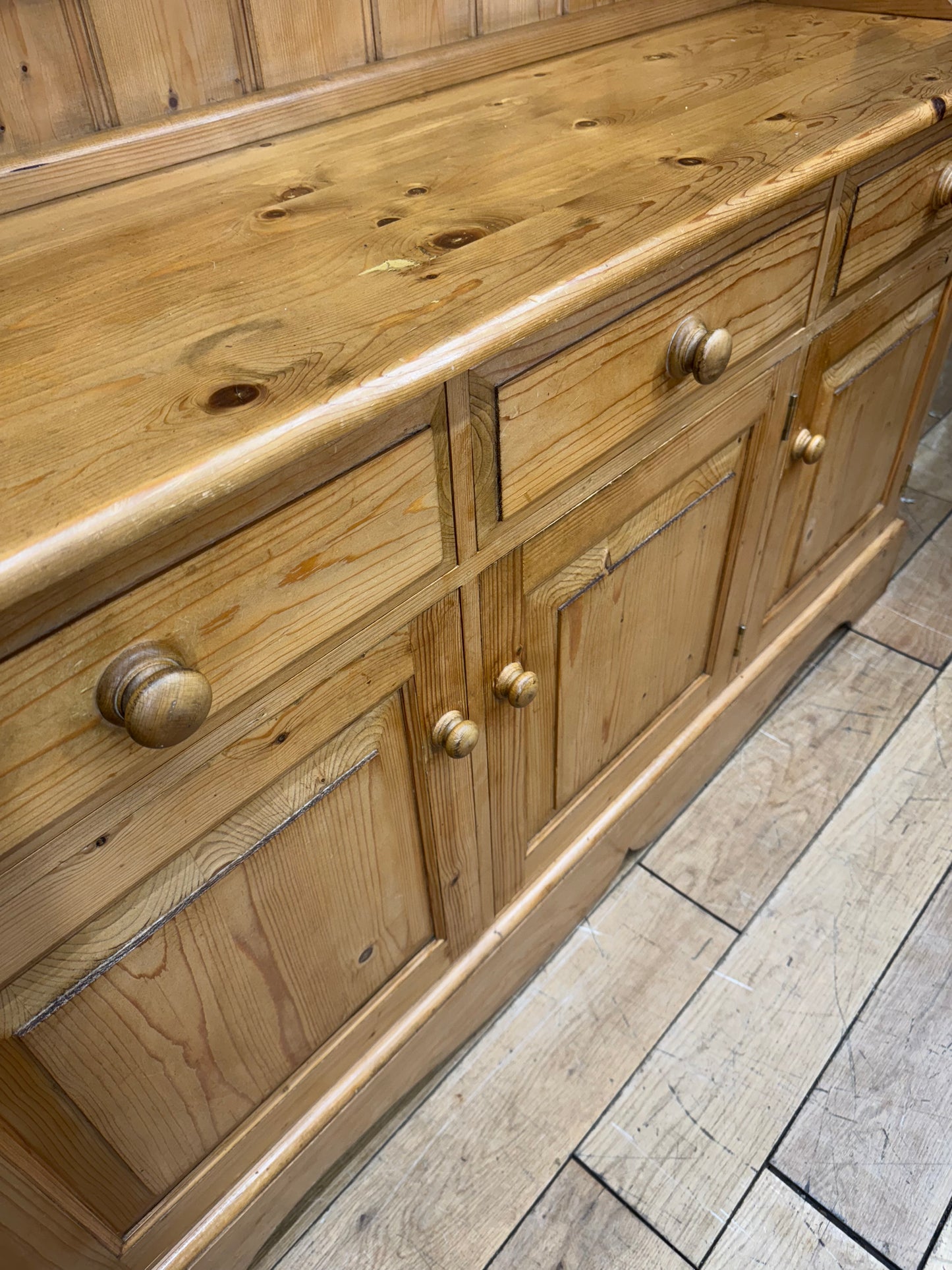 Vintage Pine Dresser / Rustic  Kitchen Pantry / Farmhouse Display Cabinet