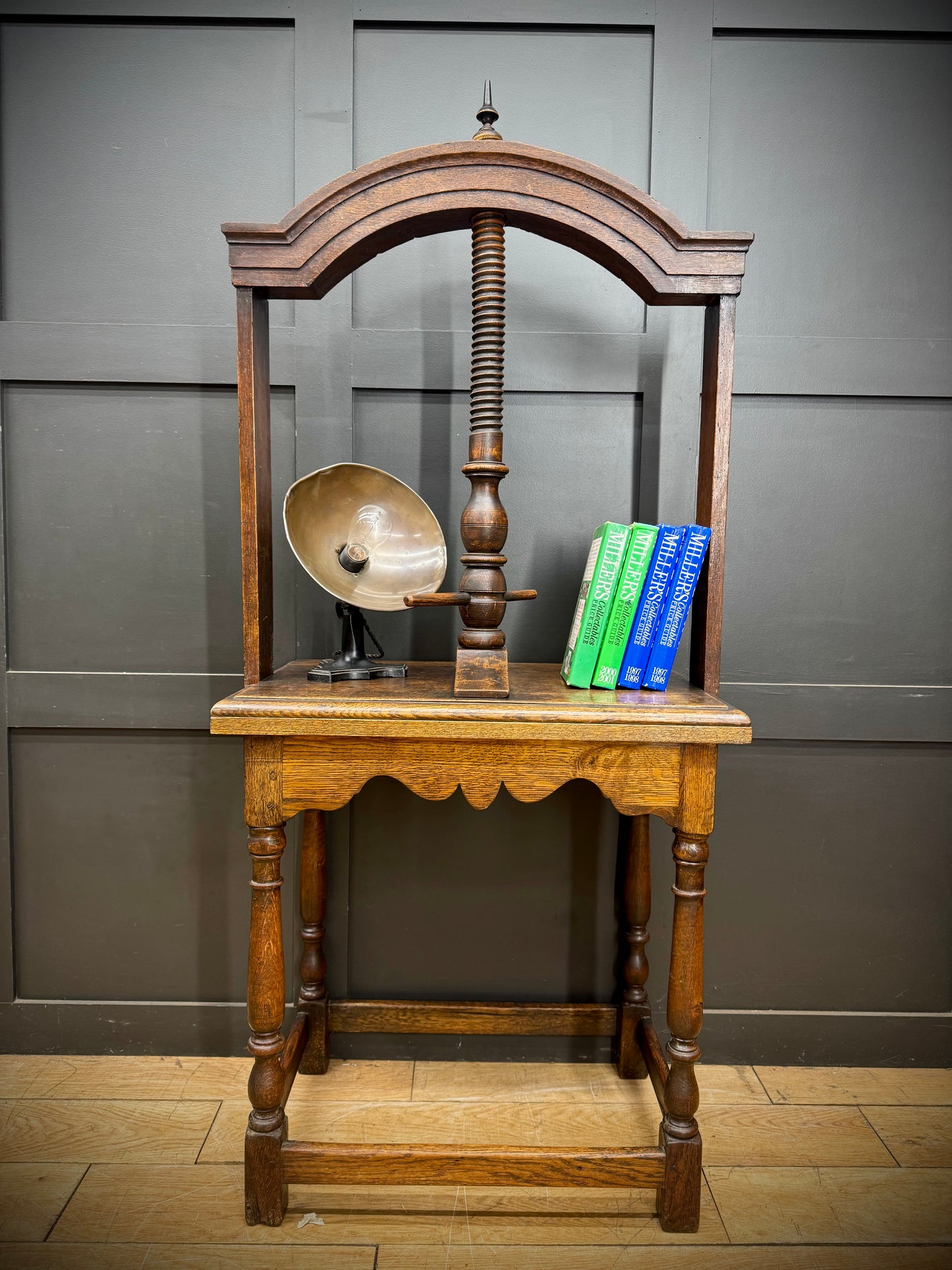 Antique Oak Book Linen Press / Antique Oak Sideboard / Side Table