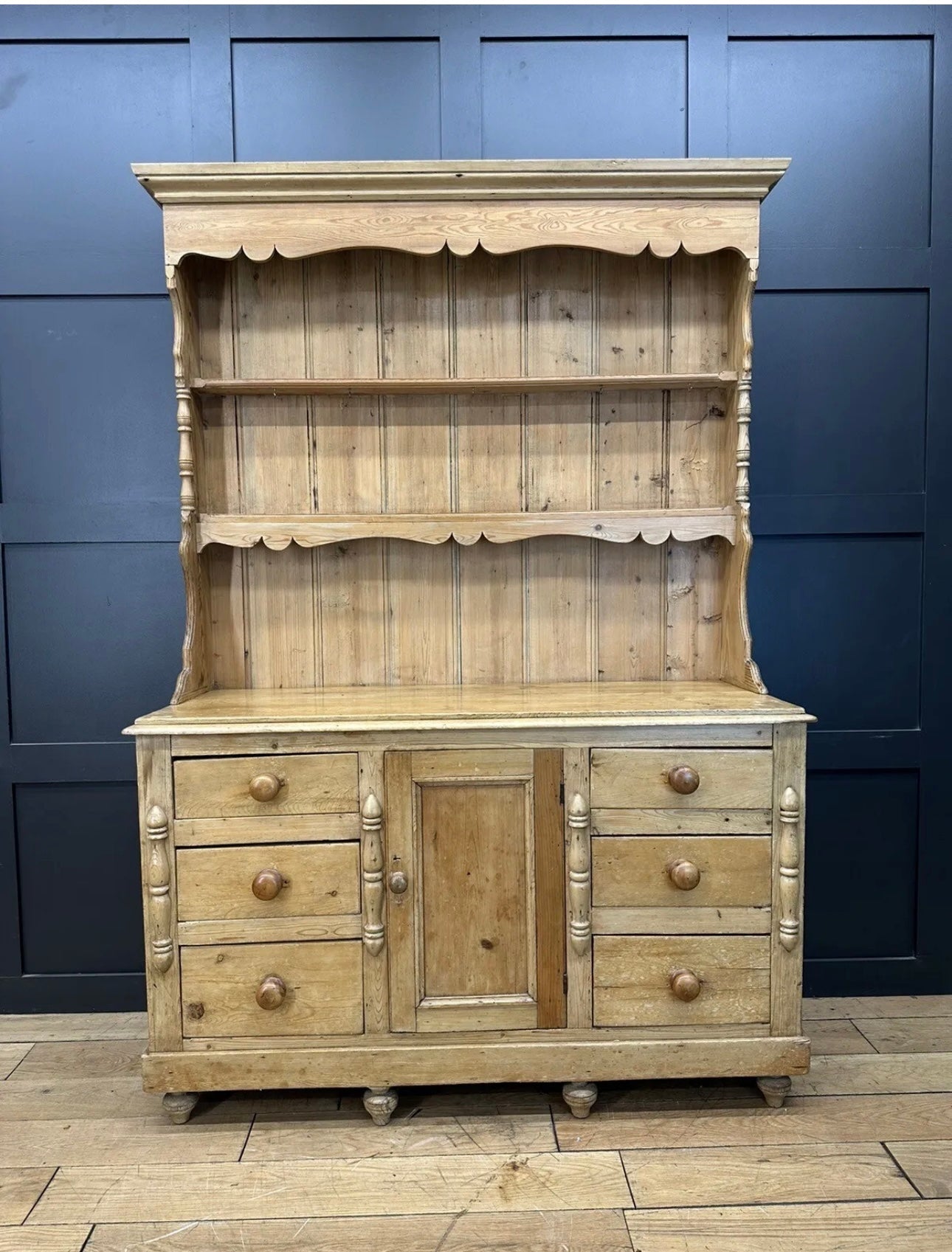 Antique Pine Dresser / Victorian Kitchen Pantry / Farmhouse Display Cabinet