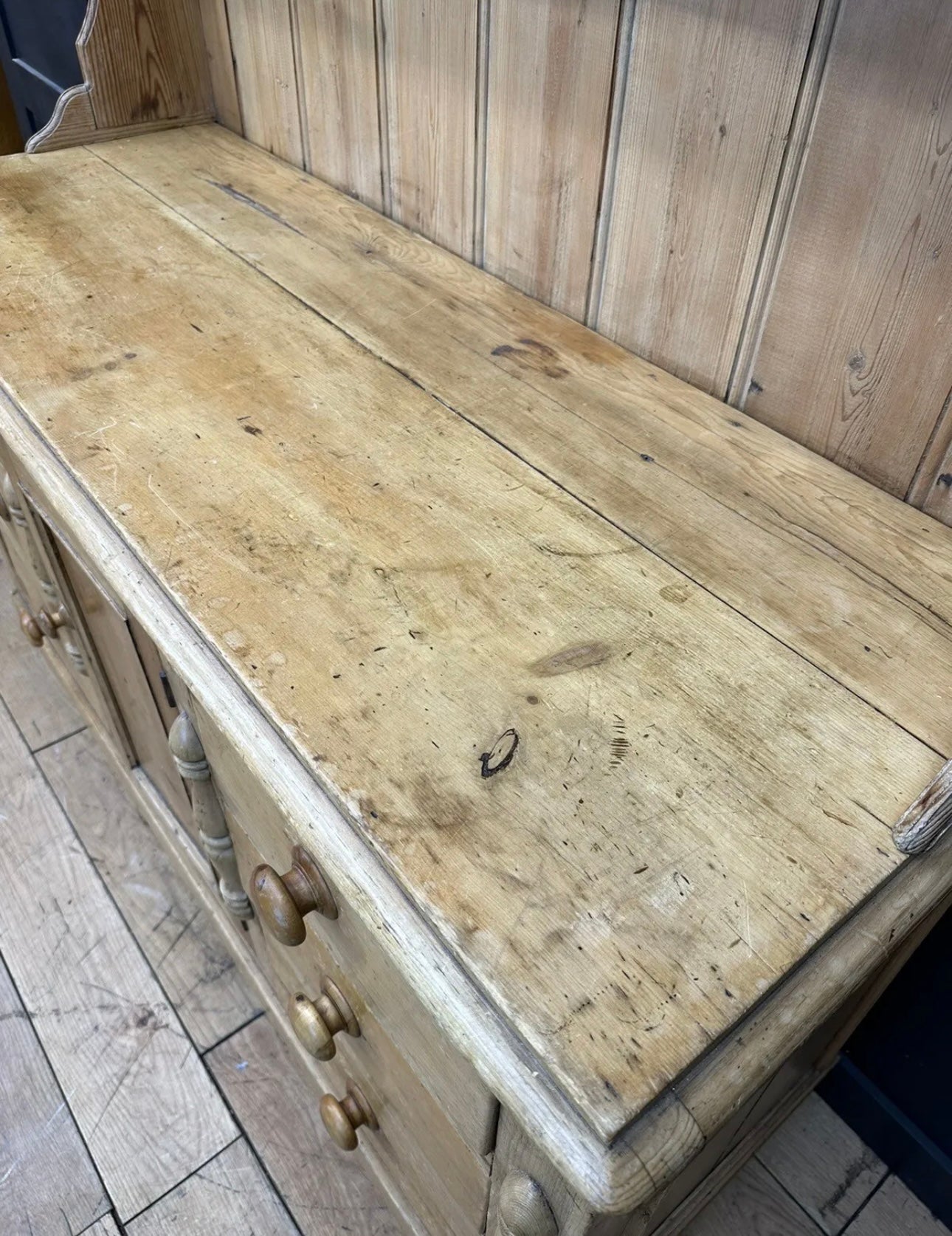 Antique Pine Dresser / Victorian Kitchen Pantry / Farmhouse Display Cabinet