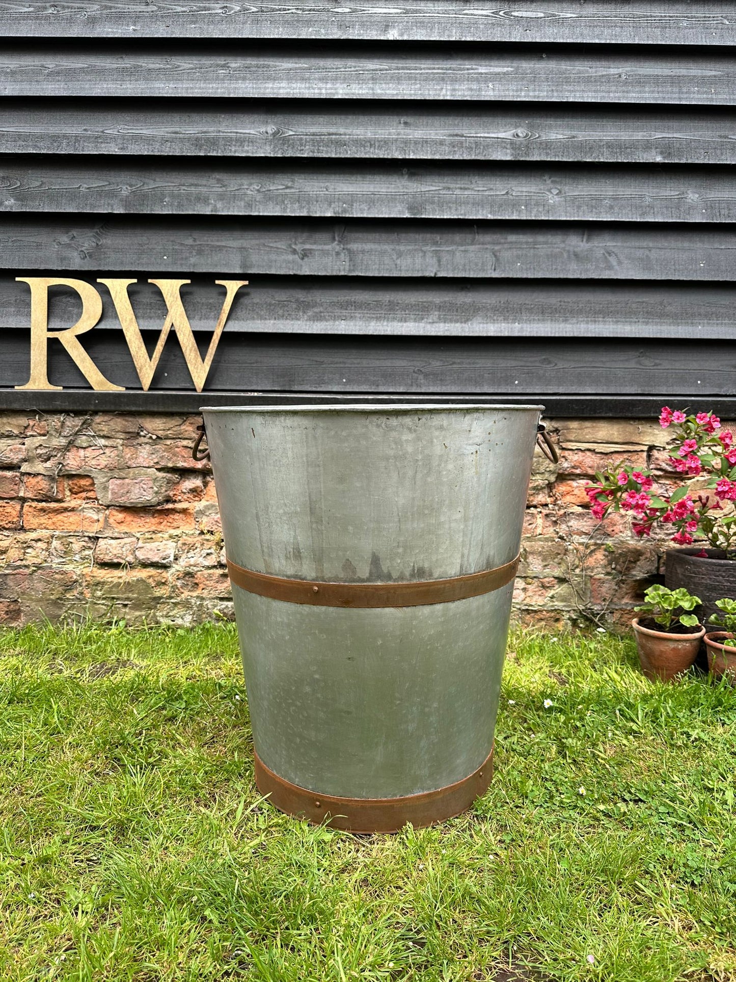 Large Galvanised Planter / Plant Pot / Olive Tree Planter / Garden Patio Pot