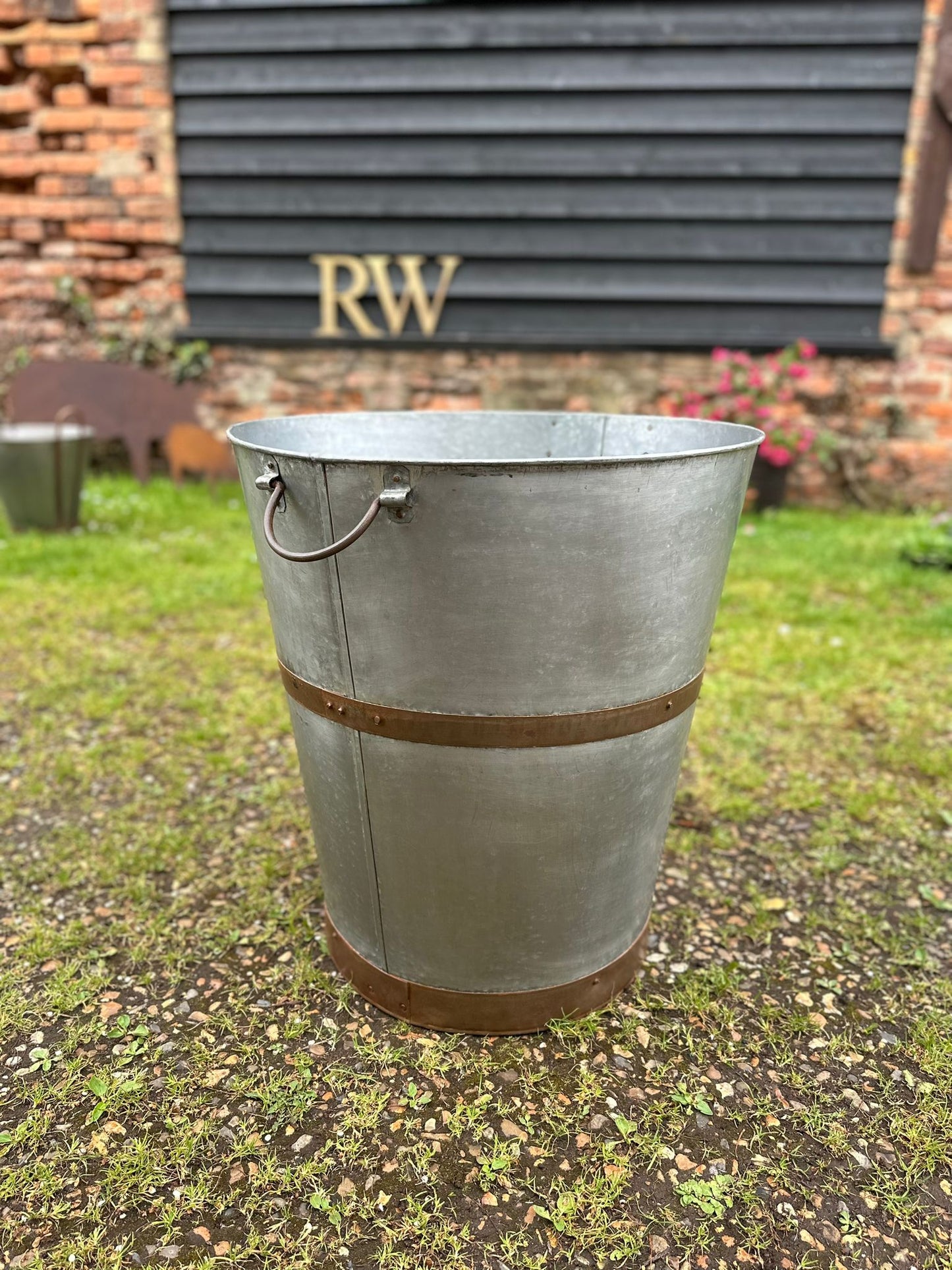 Large Galvanised Planter / Plant Pot / Olive Tree Planter / Garden Patio Pot