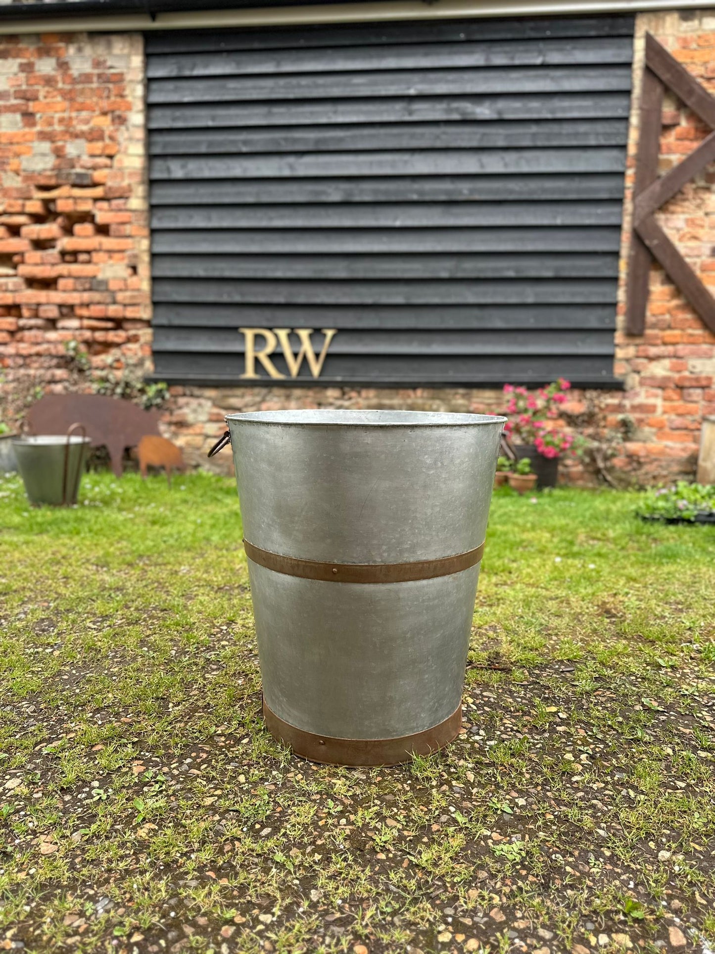 Large Galvanised Planter / Plant Pot / Olive Tree Planter / Garden Patio Pot