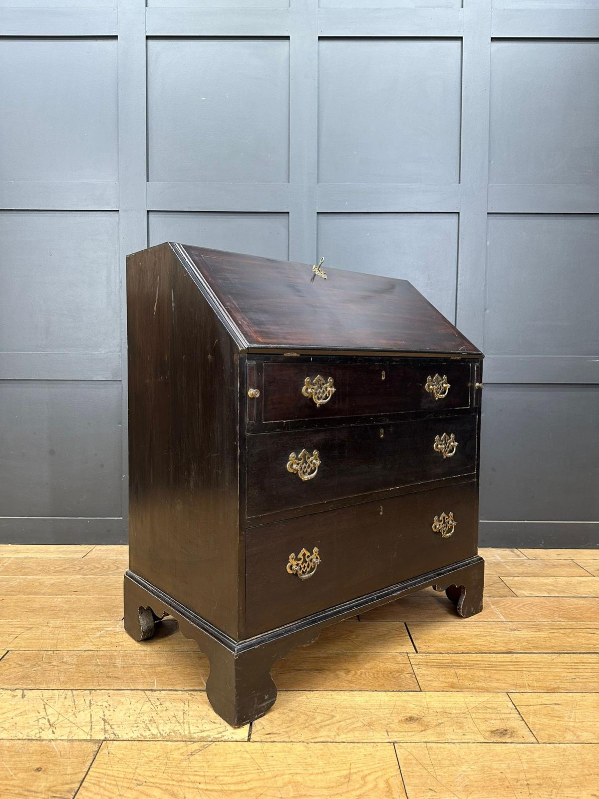 Antique Mahogany Bureau Desk  /drop Front Desk / Antique Furniture / George lll
