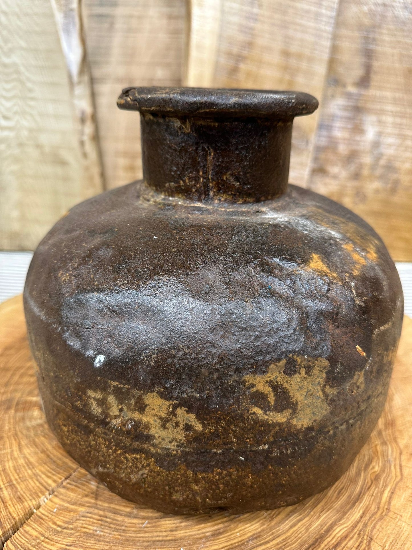 Vintage Indian Hand Beaten Metal Pot / Metal Vase / Plant Pot / Rustic Decor  B