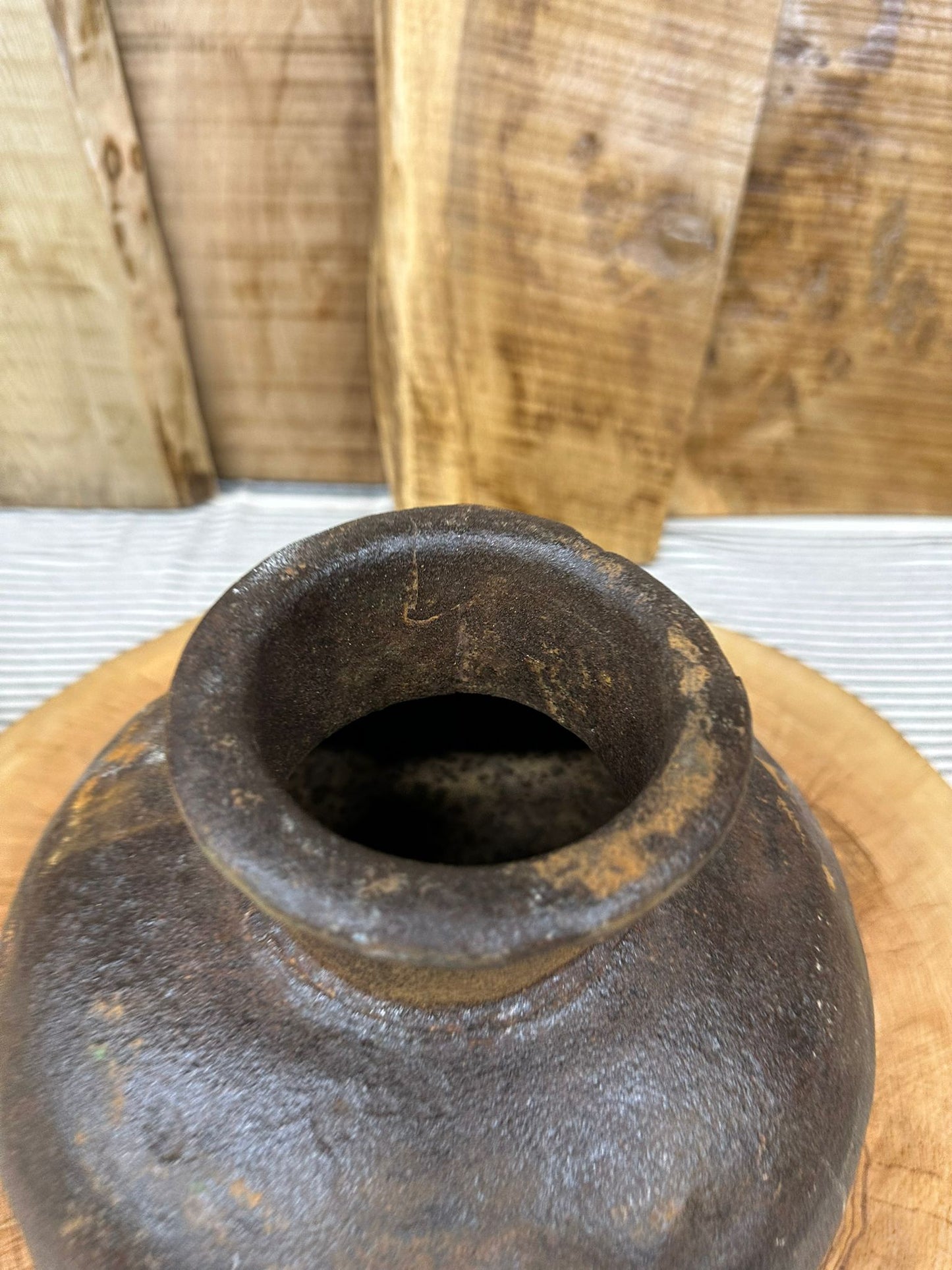 Vintage Indian Hand Beaten Metal Pot / Metal Vase / Plant Pot / Rustic Decor  B