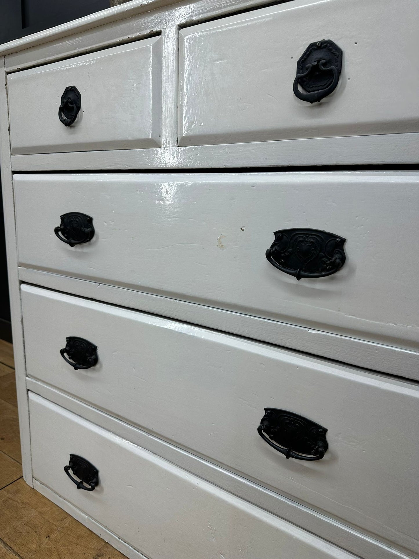 Antique Victorian Chest Of Drawers / Bedroom storage /Painted White Pine Drawers