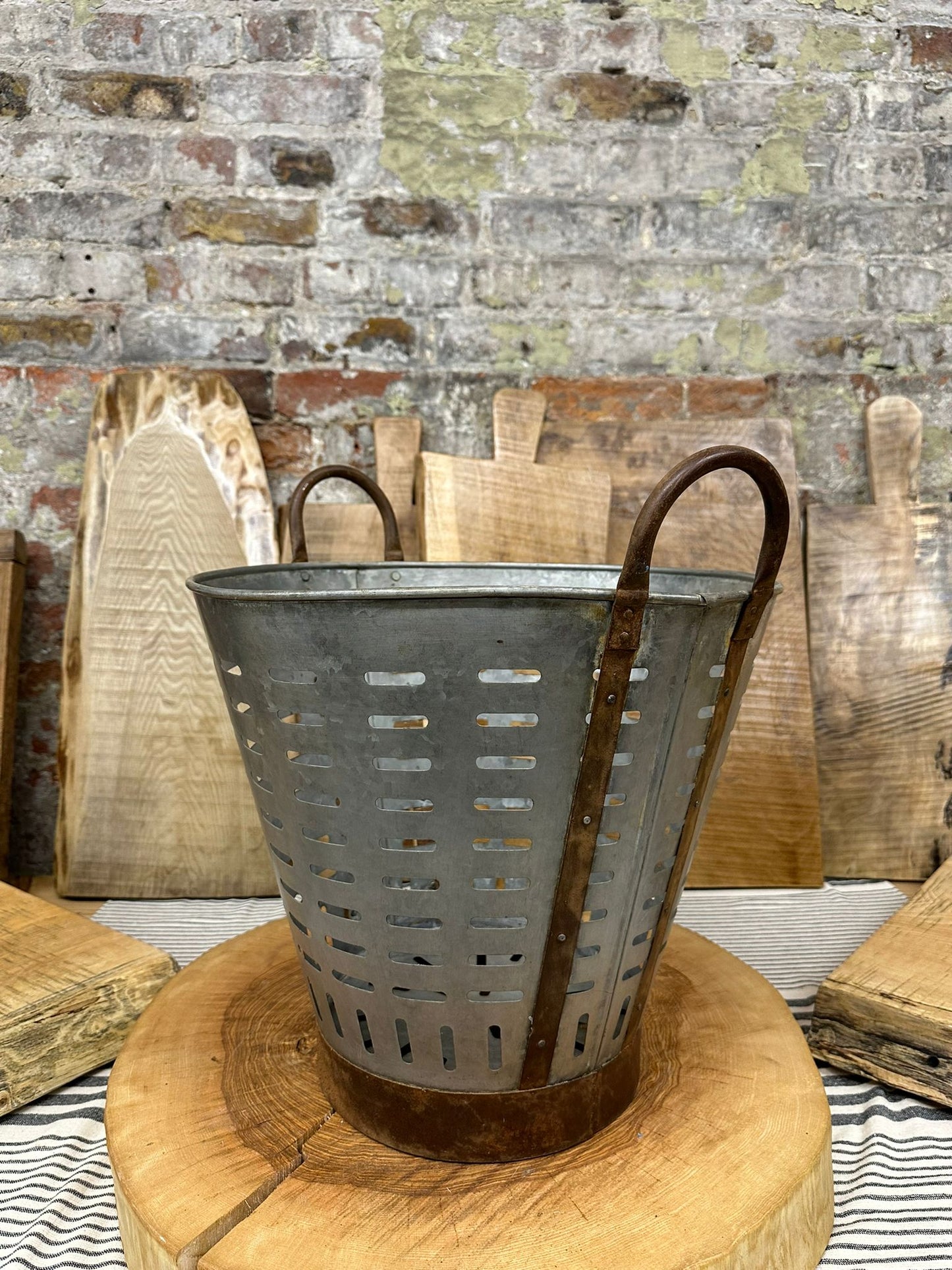 Galvanised Olive Basket Planter / Plant Pot / Log Basket / Garden Patio
