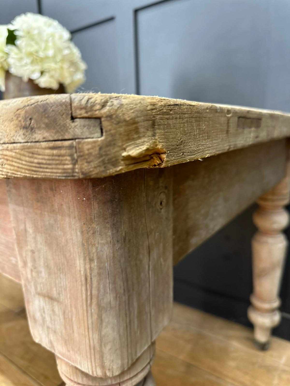 Antique Pine Dining Table  / Kitchen Table / Rustic Farmhouse / Pine Desk