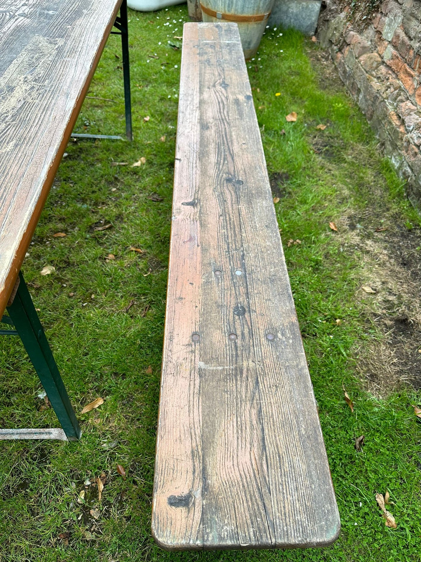 Vintage Rustic Fold Up Table & Benches / Picnic Table / Garden Furniture A