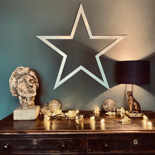 XL Galvanized steel hollow star wall decoration- 70cms tall